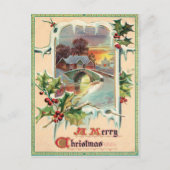 1910 Vintage Christmas Holly Briefkaart (Voorkant)