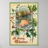 1910 Vintage Kerstmis Hulst Poster Kunst (Voorkant)