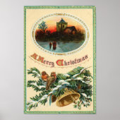 1910 Vintage Kerstmis Hulst Poster Kunst (Voorkant)