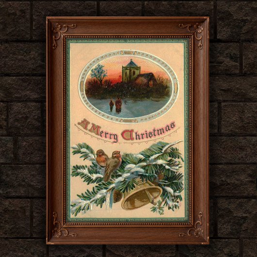 1910 Vintage Kerstmis Hulst Poster Kunst