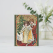 1910 Vintage kersttuck Boy and Girl Briefkaart (Staand voorkant)