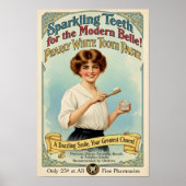 1910 Vintage Pearly White Toothpaste Advertising Poster (Voorkant)