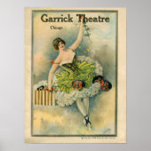 1910 Vrouw Thespian Garrick Theater Chicago Poster (Voorkant)