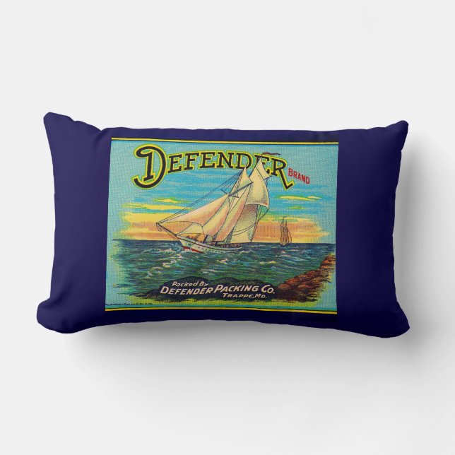 1910s Defender brand packaging sailboat label Kussen (Voorkant)