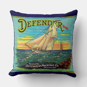 1910s Defender brand packaging sailboat label Kussen