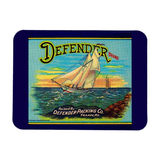 1910s Defender brand packaging sailboat label Magneet (Horizontaal)