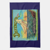 1910s Defender brand packaging sailboat label prin Theedoek (Verticaal)