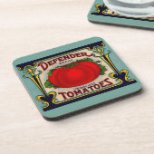 1910s Defender brand tomaten label Bier Onderzetter (Linkerzijde)