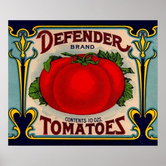 1910s Defender brand tomaten label Poster (Voorkant)