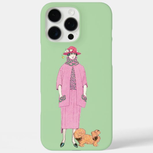 1910s Mode-illustratie Dame & Pekingees Hond Case-Mate iPhone Case (Achterkant)