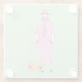1910s Mode Illustratie Lady & Pekingese Dog Glazen Onderzetter (Achterkant)
