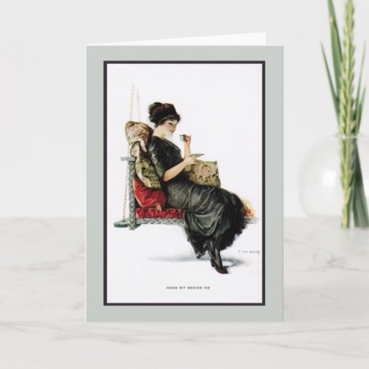 1910s Porch Swing Flirt Wenskaart Kaart (Voorkant)
