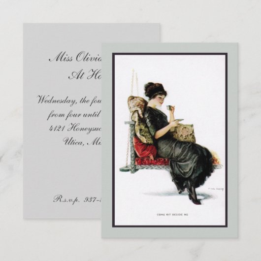 1910s Porch Swing Tea Party Uitnodiging (Voorkant / Achterkant)