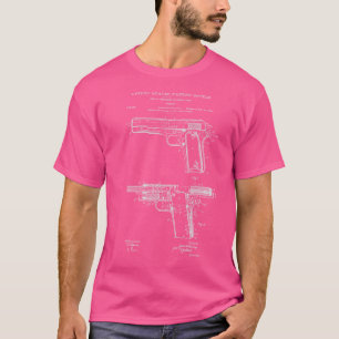 1911 Handwapen Diagram Blauwdruk Pistool 45ACP T-shirt