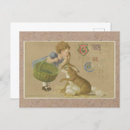  1911 Happy Paasgebak en -meisje Briefkaart