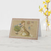 1911 Happy Paasgebak en -meisje Kaart (Gele Bloem)