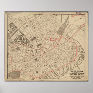1911 het centrum van Boston kaart  Poster