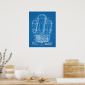 1911 Kunsttekening van het luchtschip ballonvaarde Poster (Keuken)