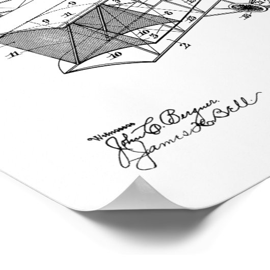 1911  kunsttekening van vliegtuigpatenten poster (Hoek)