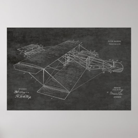 1911  kunsttekening van vliegtuigpatenten poster (Voorkant)