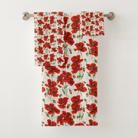 1911  Poppy Pattern Design Bad Handdoek (Insitu)