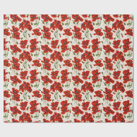 1911  Poppy Pattern Design Cadeaupapier (Vlak)