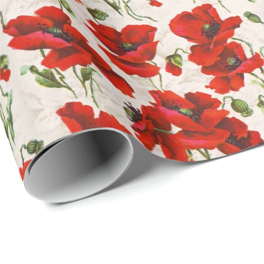 1911  Poppy Pattern Design Cadeaupapier (Rol Hoek)