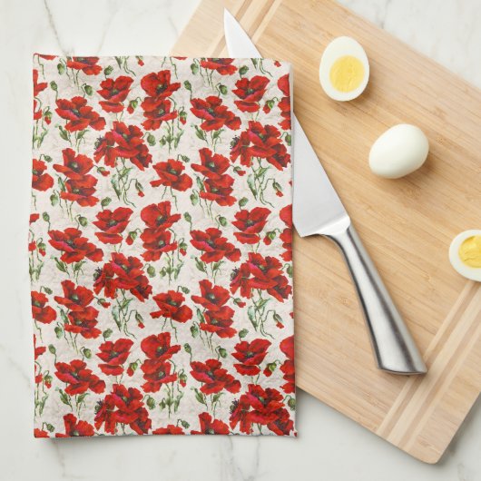 1911  Poppy Pattern Design Theedoek (Quarter Fold)