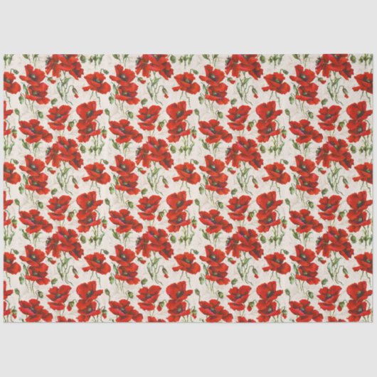 1911  Poppy Pattern Design Tissuepapier (Voorkant)