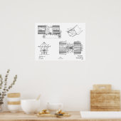 1911 Tekening van vliegtuigpatenten voor vliegmach Poster (Keuken)