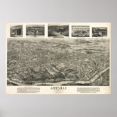 1912 Asheville, NC Birds Eye Uitzicht Panoramic Ma Poster (Voorkant)