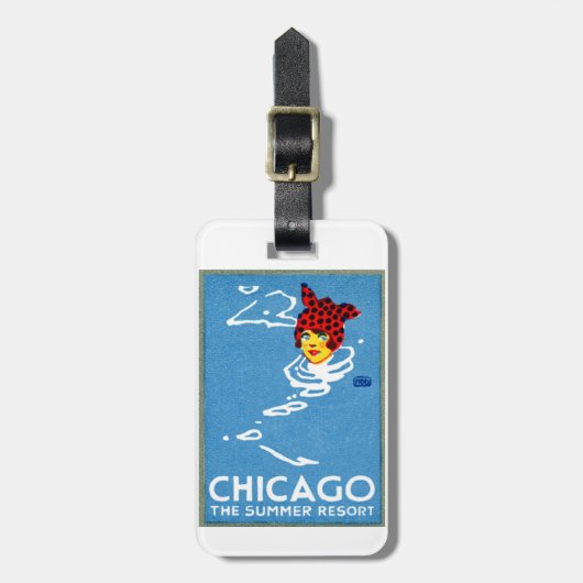 1912 Chicago, het zomervakantieoord Bagagelabel (Voorkant verticaal)
