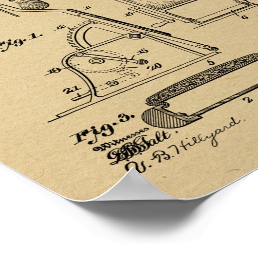1912  Chiropractic Table Patent Art-afdrukken Poster (Hoek)