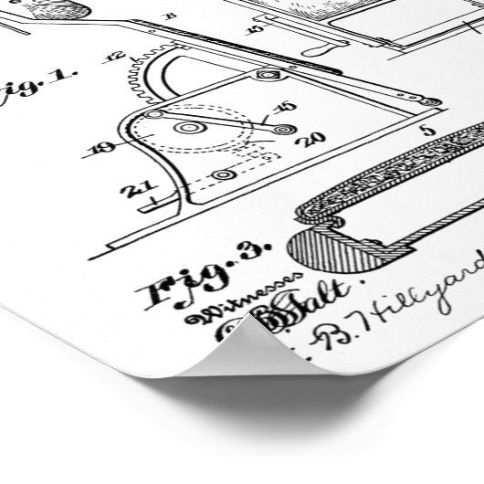 1912  Chiropractic Table Patent Art-afdrukken Poster (Hoek)