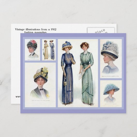1912 Edwardian Mode Collage Briefkaart (Voorkant / Achterkant)