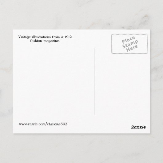 1912 Edwardian Mode Collage Briefkaart (Achterkant)