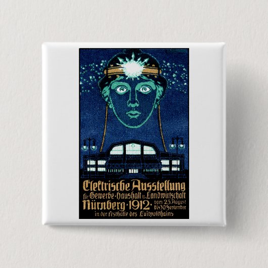 1912 Electricity Expo Poster Vierkante Button 5,1 Cm (Voorkant)