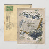  1912 Embossed Silk and Velvet Birthday Briefkaart (Voorkant / Achterkant)