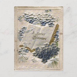  1912 Embossed Silk and Velvet Birthday Briefkaart