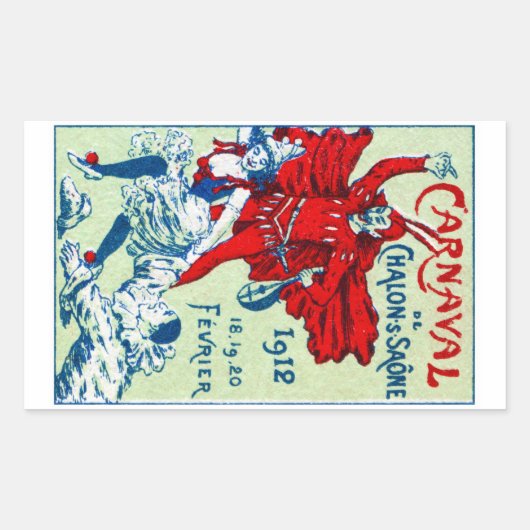 1912 Frans Carnaval Rechthoekige Sticker (Voorkant)