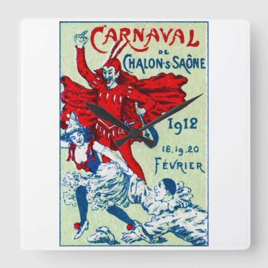 1912 Frans Carnaval Vierkante Klok (Voorkant)