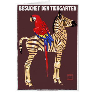 1912 Ludwig Bezoek het Poster Zoo Zebra Macaw