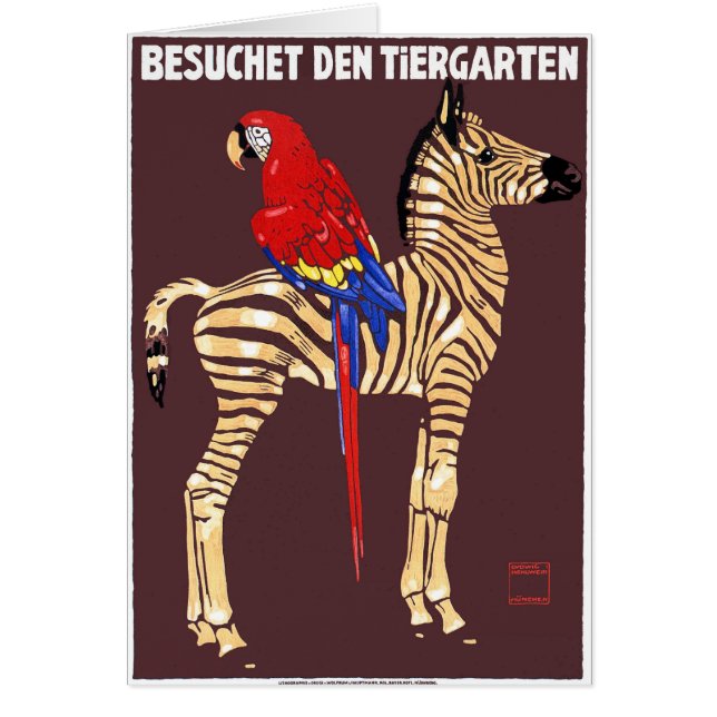1912 Ludwig Bezoek het Poster Zoo Zebra Macaw (Voorkant)