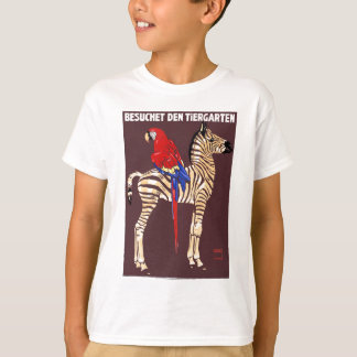 1912 Ludwig Bezoek het Poster Zoo Zebra Macaw T-shirt