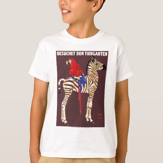 1912 Ludwig Bezoek het Poster Zoo Zebra Macaw T-shirt (Voorkant)