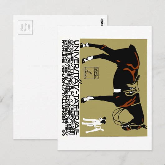 1912 Ludwig Hohlwein Horse Riding Poster art. Briefkaart (Voorkant / Achterkant)
