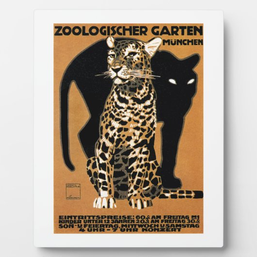1912 Ludwig Hohlwein Leopard München Zoo Poster Fotoplaat (Voorkant)