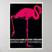 1912 Ludwig Hohlwein München Zoo Flamingo Poster (Voorkant)