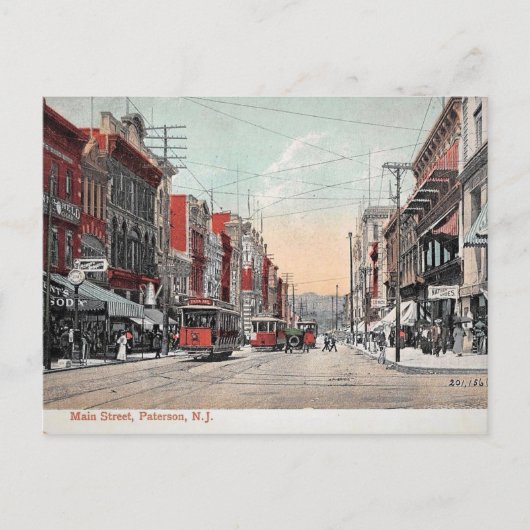 1912, Main St, Paterson NJ Briefkaart (Voorkant)