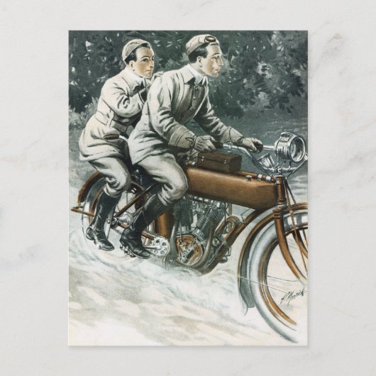 1912 Motorfiets Illustratie Briefkaart (Voorkant)